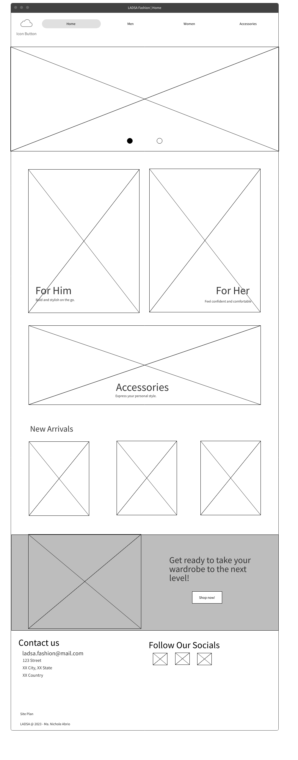 home page wireframe